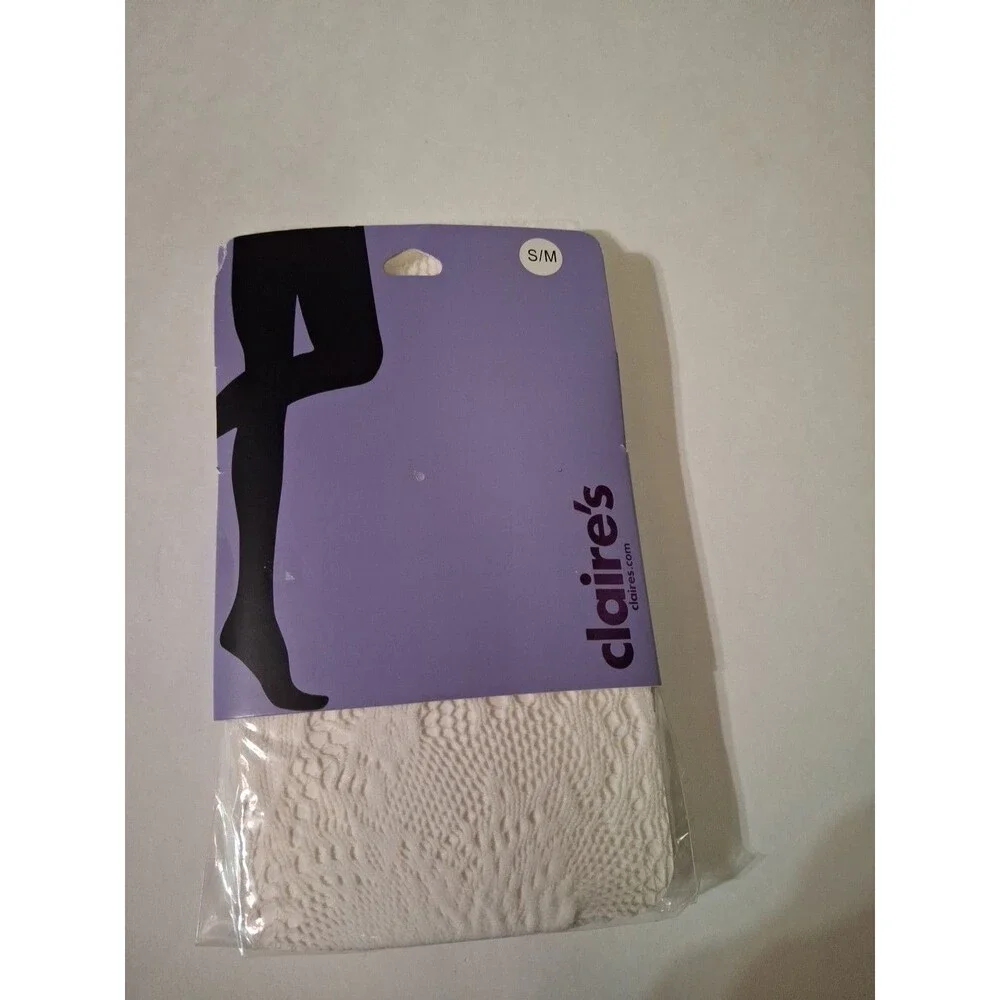 CLAIRE'S Women's White Tights Size S/M